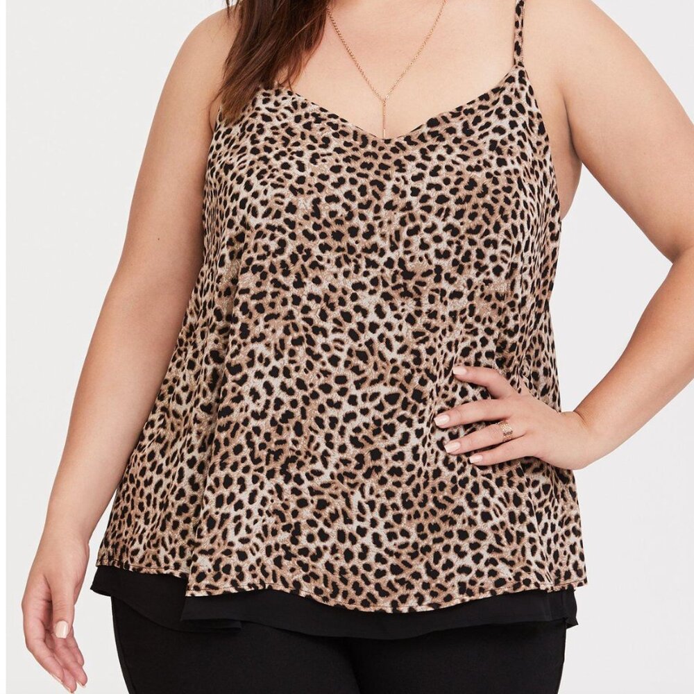 Torrid Chiffon Spaghetti Strap Leopard Flowy Top